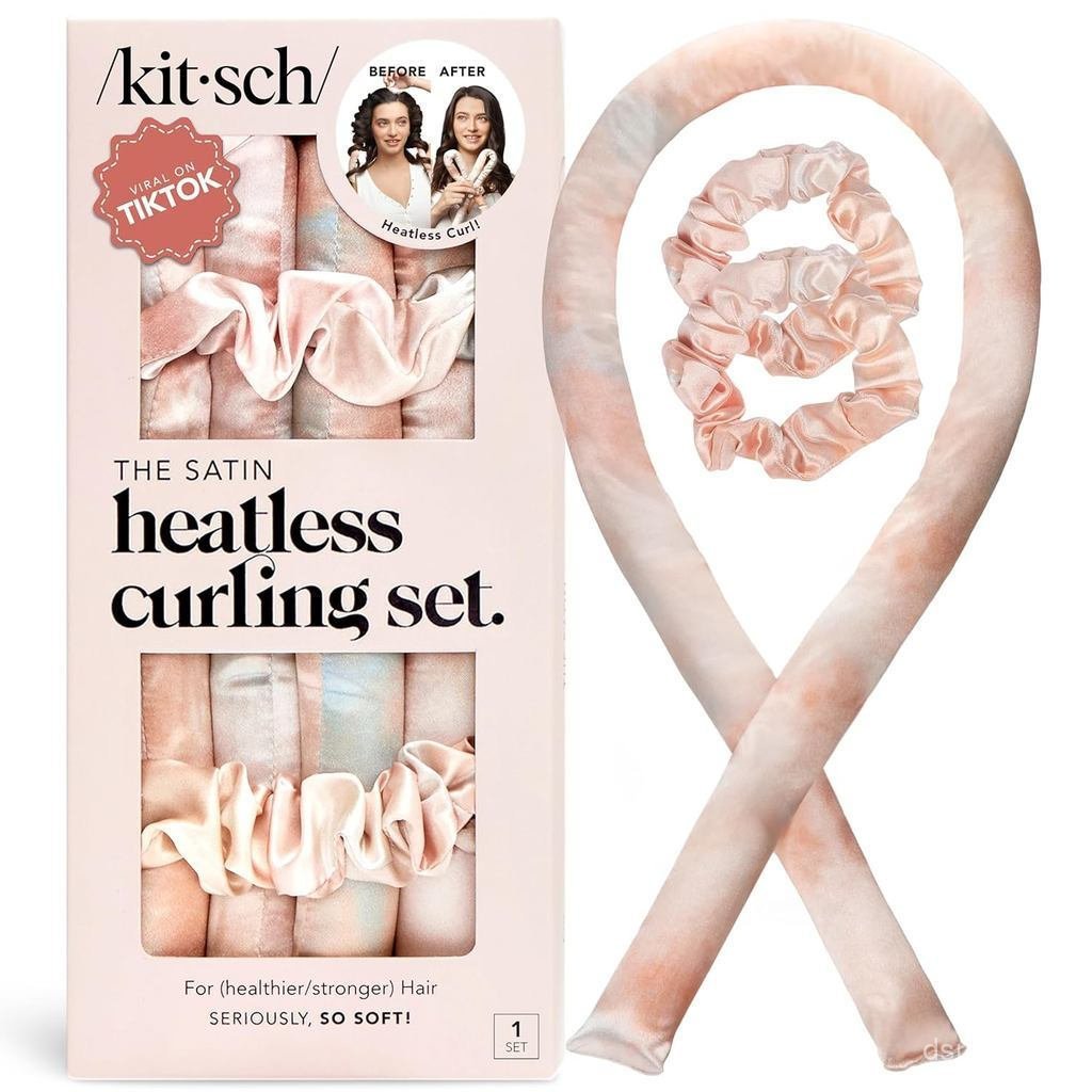 KitschSatinHeatlessCurlerersSet – HeatlessCurler with34 "HairCurler & 2StinScrunchies – Thoi máiHair