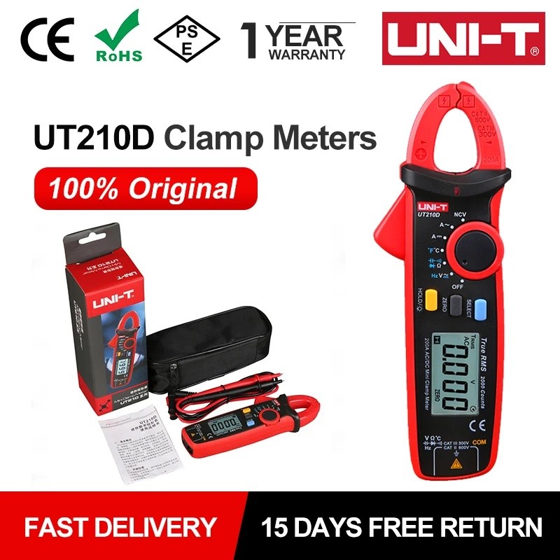 SGVZ UNI-T แคลมป์มิเตอร์ UT210E UT210D Professional Digital Ammeter คีม UT210 Series True RMS Amperi