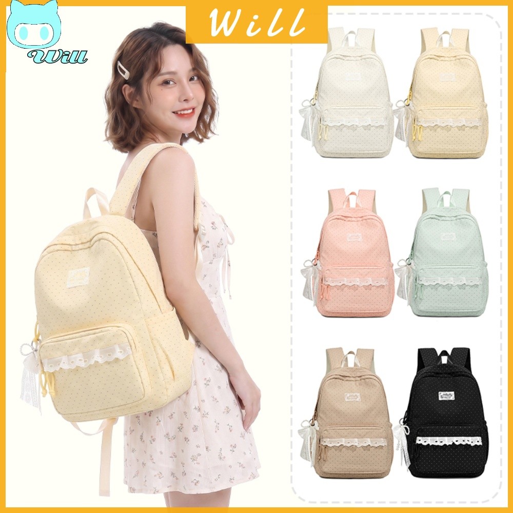 ผู้หญิงน่ารัก Daypack ความจุขนาดใหญ่ Bookbag พร้อมจี้ Casual Travel Daypack สําหรับธุรกิจครูการเดินท