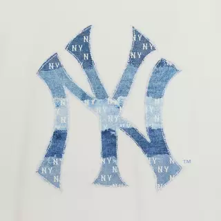 MLB เสื้อยืด ยูนิเซ็กซ์ Vintage Denimlike Monogram Big Lux Over Fit T-Shirts รุ่น 3ATSM0663 50CRS สีครีม
