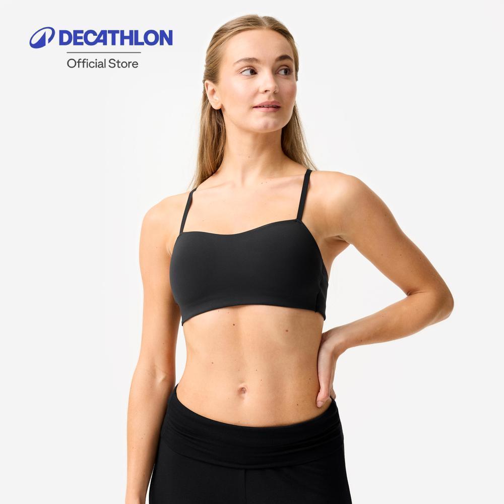 Decathlon Women'S Soft Strappy Light Support Sports Bra สปอร์ตบราดีไซน์สายหลายเส้นแบบซัพพอร์ตเล็กน้อย - Black