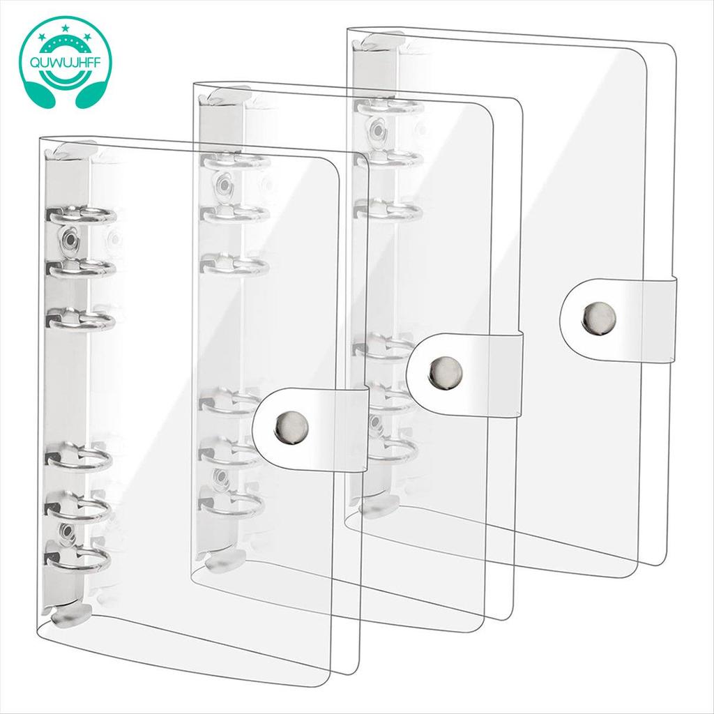 (quwujhff)3 แพ็ค A6 PVC นุ่มโปร่งใส 6 แหวน Binder ฝาครอบ Clear Binder โน้ตบุ๊ค A6 Binder สําหรับเติม