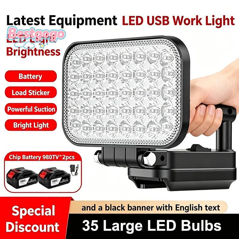 [Bestgogo-t] ไฟฉาย LED ความสว่างสูง 120W 3/4 นิ้ว 21V แบตเตอรี่ Li-Ion Dual USB ขับเคลื่อนไฟฉายสําหรับไฟบ้านดับเดินป่ากลางแจ้ง