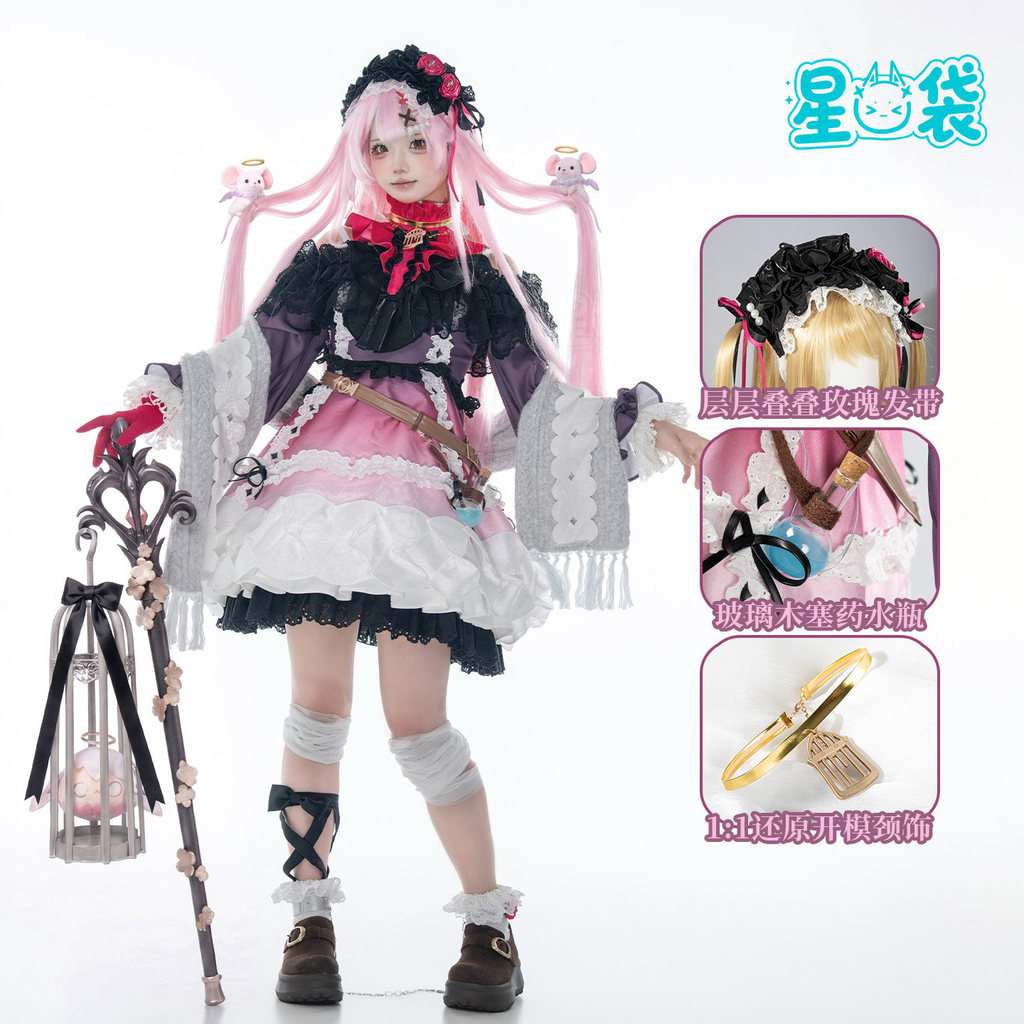 Virtual Vtuber Taffy ใหม่ Gothic Lolita คอสเพลย์เครื่องแต่งกาย,สีดําและสีแดง Taffy Gothic ชุดชุดอุปก