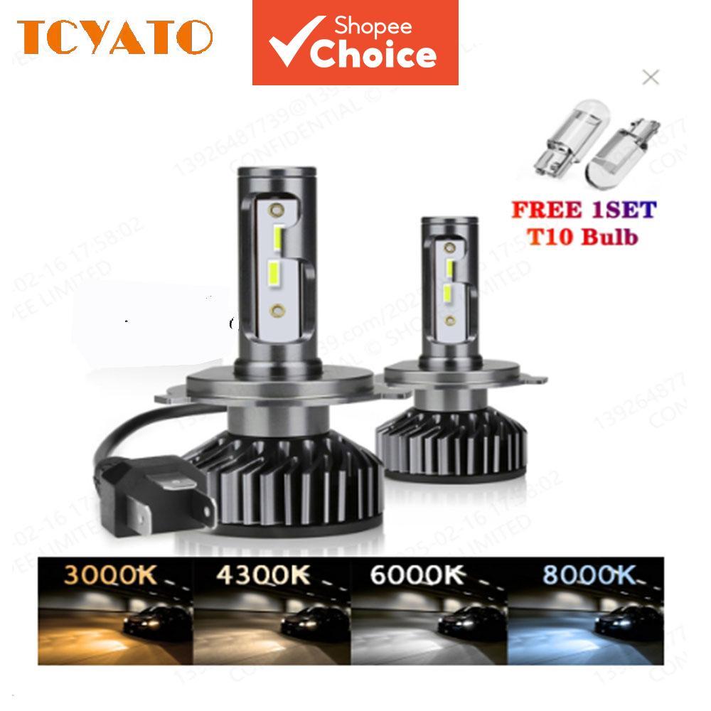 Tcyato หลอดไฟหน้ารถยนต์ LED H4 2 ชิ้น แสง 6000k 4300k 3000k 8000k