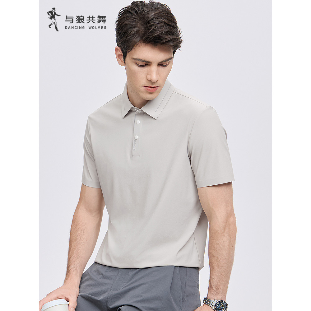[Easy Care] Dancing with Wolves Lapel Short-Sleeved T-Shirt Men 2026 Summer Style Lightweight Breath