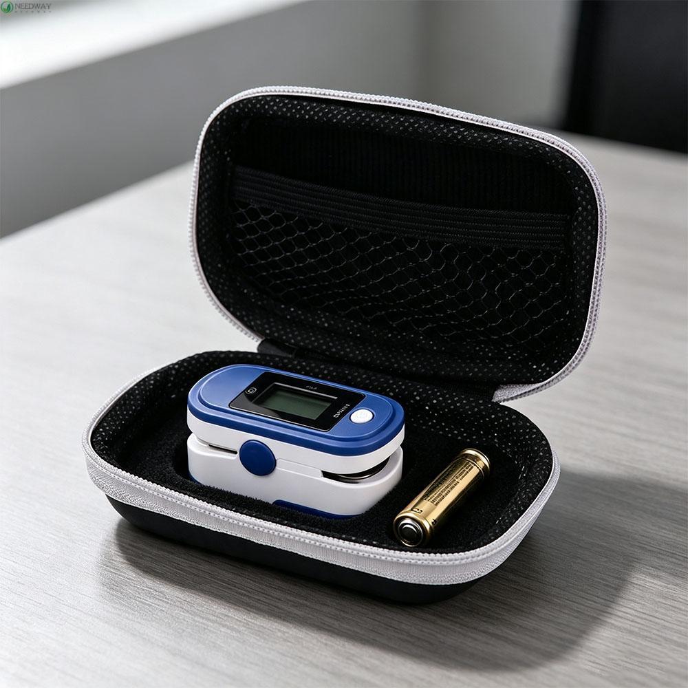 NEEDWAY Pulse Oximeter Storage Bag, Hard EVA Zipper Fingertip Pulse Oximeter Bag, Tool Bag Portable 