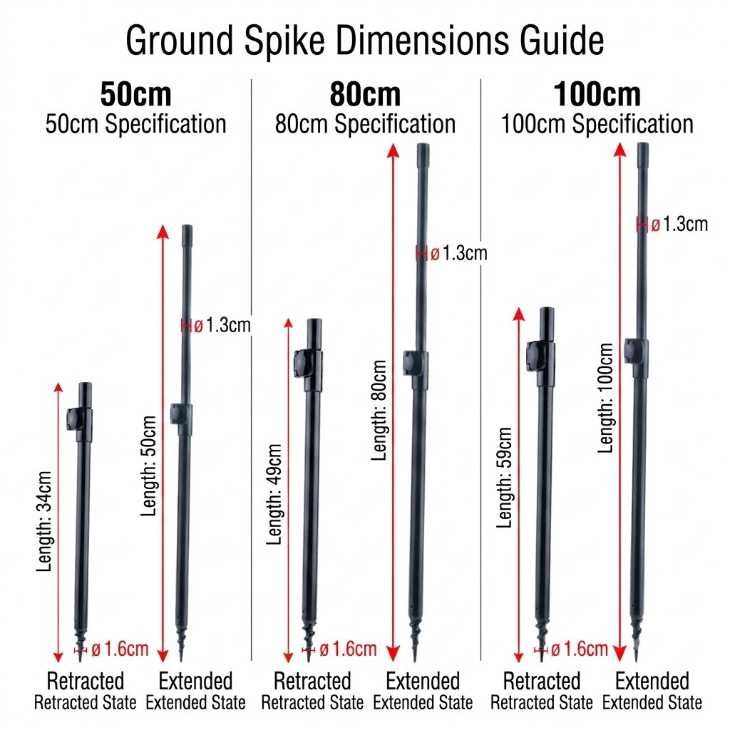 Telescopic Fishing Bank Stick อลูมิเนียม Rod Rest Ground สนับสนุนขาตั้งเกลียว Spike Quick Release ล็อคสีดํา — صورة 6