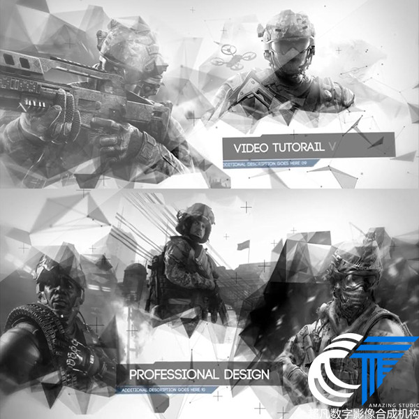 Atmospheric High-Tech Modern Wars Military Program Game Head Opening Animation Black White Matrix Do
