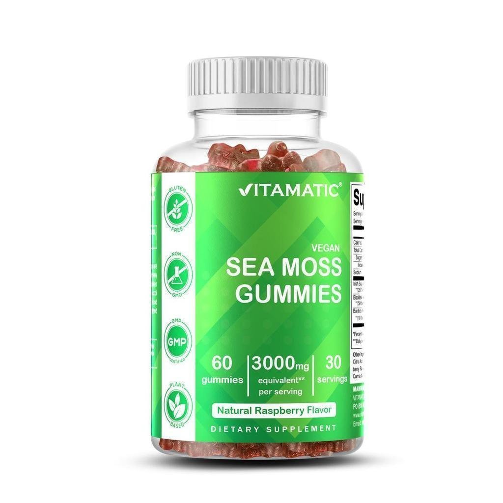 Vitamite Irish Seaweed Gummies 3000mg 60 แคปซูล Gummiesมังสวิรัติ Basic Non-Genetic รสราสเบอร์รี่ปรา
