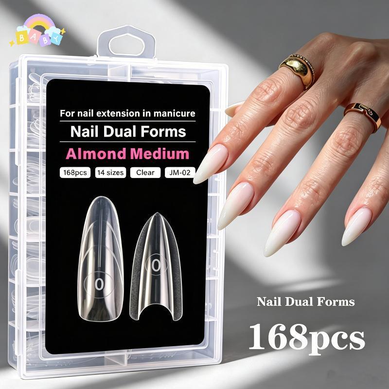 [BB-t] 168 ชิ้น Qui Build Dual-Form แม่พิมพ์ต่อเล็บ 14 ขนาดรูปแบบเล็บแบบใช้ซ้ําได้สําหรับแต่งเล็บมือ