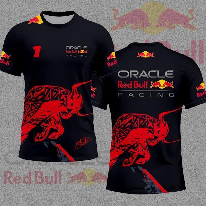 HOT การพิมพ์ 3 มิติ New Red Bull Racin T-shirt  Printed Men's T-shirt Red Bull Short Sleeve Sports