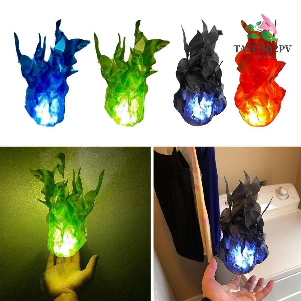 TAYLOR2PV โคมไฟ Fireball ลอย,แบบพกพา LED เครื่องประดับฮาโลวีน,คอสเพลย์บทบาทเล่น DIY พร้อมไฟ LED ผ้าเรืองแสงเปลวไฟ Prop วันเกิด