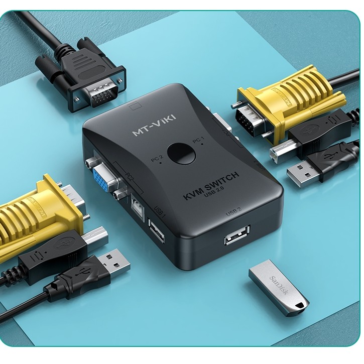 Matodi KVM Switcher 2-Port Two-In One-Out เมาส์คอมพิวเตอร์คีย์บอร์ด Sharing Display usb Printer Shar