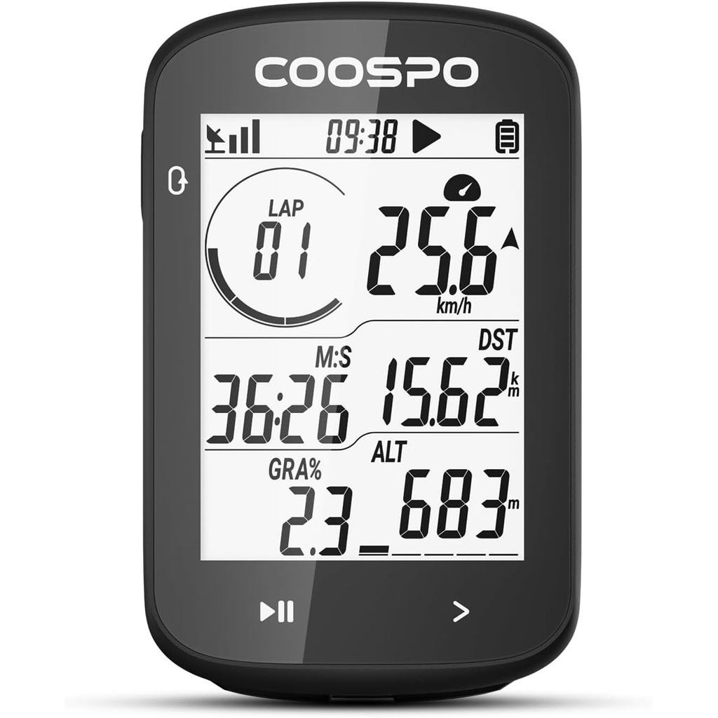 COOSPO CS300 GPS จักรยานคอมพิวเตอร์ขี่จักรยานไร้สายพร้อมจอ LCD แบบแบ็คไลท์อัตโนมัติ 2.6, Bluetooth5.