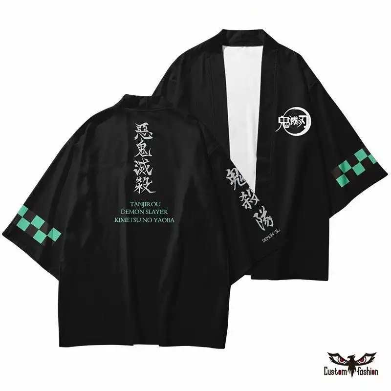 Demon Slayer Kimono Tanjirou Nezuko Zenitsu Giyuu เสื้อคลุมคาร์ดิแกนลําลองชุดนอนเสื้อคลุมอาบน้ําผู้ช
