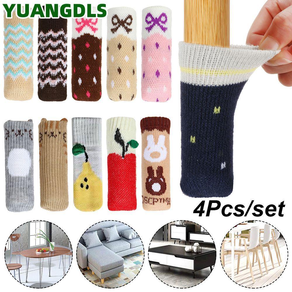 YUANG 4 ชิ้น/เซ็ตเก้าอี้ถุงเท้า Anti-Noise Floor Protector ลื่นถักป้องกัน