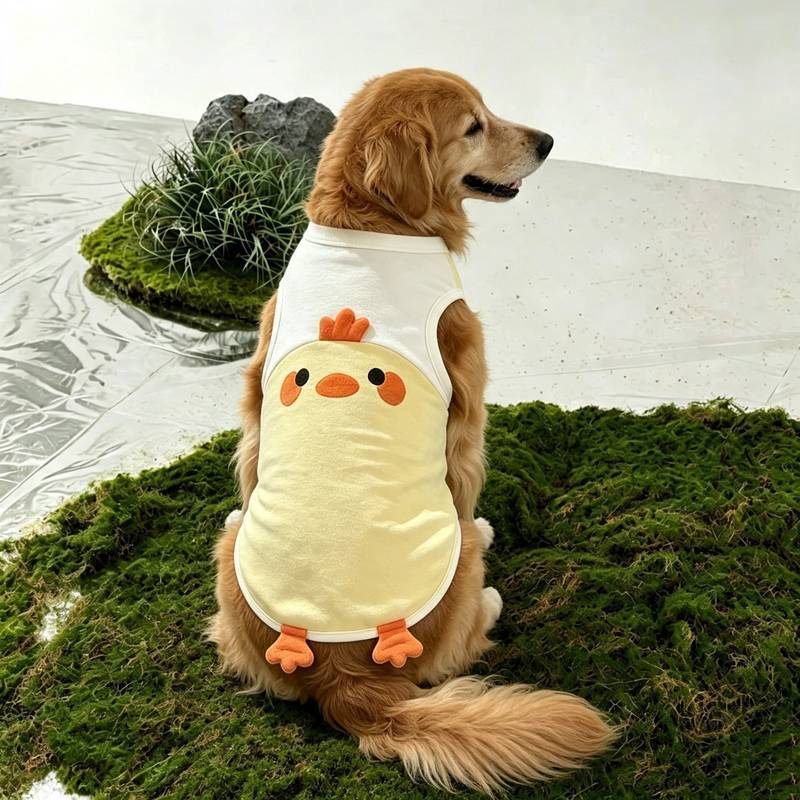 Summer Clothes Pet Cartoon Little Yellow Duck Dog Vest Medium Large Dog Labrador Golden Retriever 5e