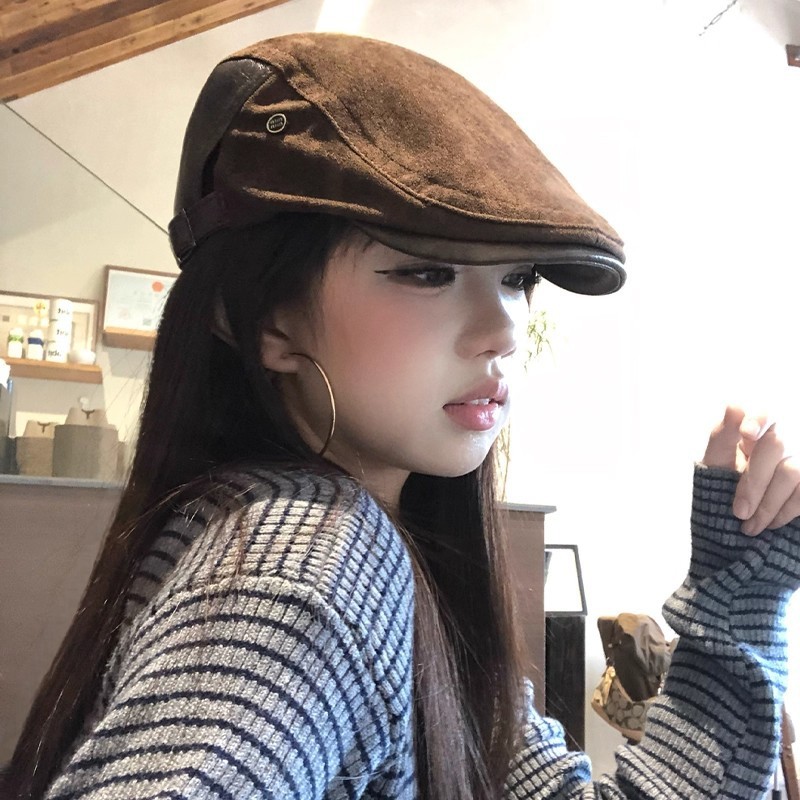 อเมริกันย้อนยุคเงินเก่าสไตล์ฤดูใบไม้ร่วงหนังหนังนิ่มไปข้างหน้าหมวกที่ดีงามวรรณกรรมย้อนกลับสวมใส่ทุกก