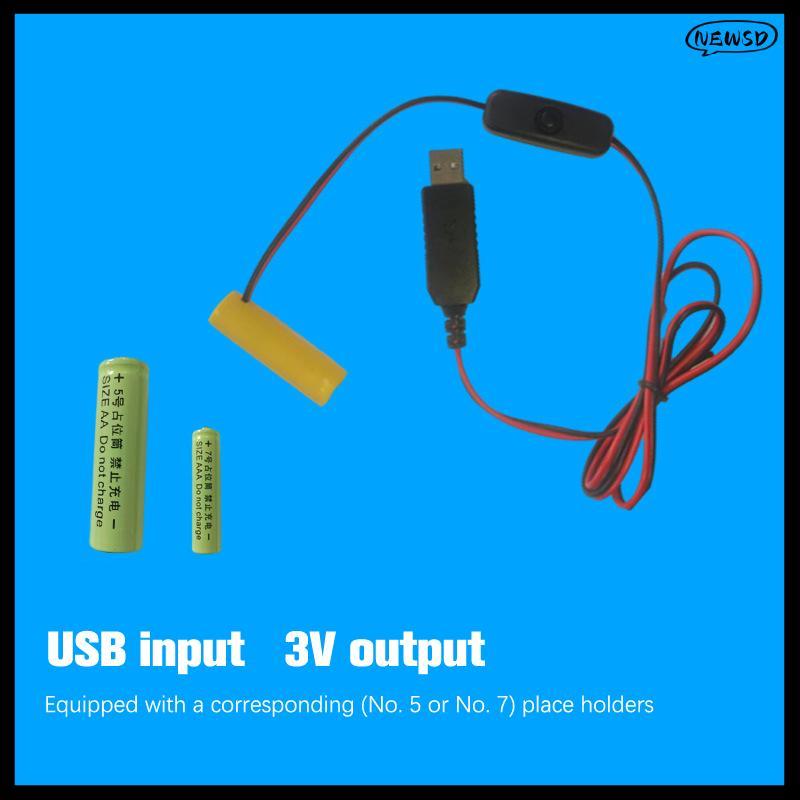 NEWSD Dummy แบตเตอรี่อะแดปเตอร์ USB แหล่งจ่ายไฟสวิทช์เปลี่ยนแบตเตอรี่สําหรับรีโมทกล้องของเล่น LED St