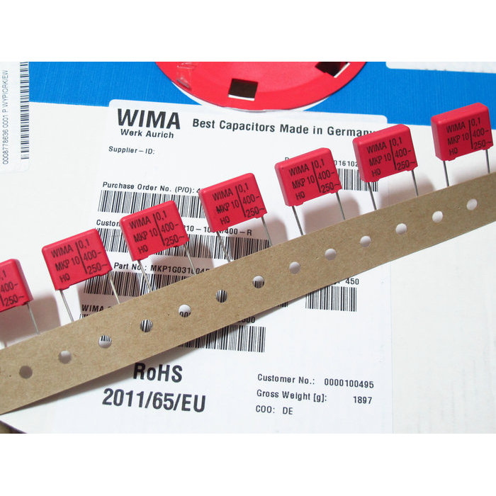 WIMA MKP10 400V 0.1 UF 104K ตัวเก็บประจุฟิล์ม MKP1G031004D00KI00