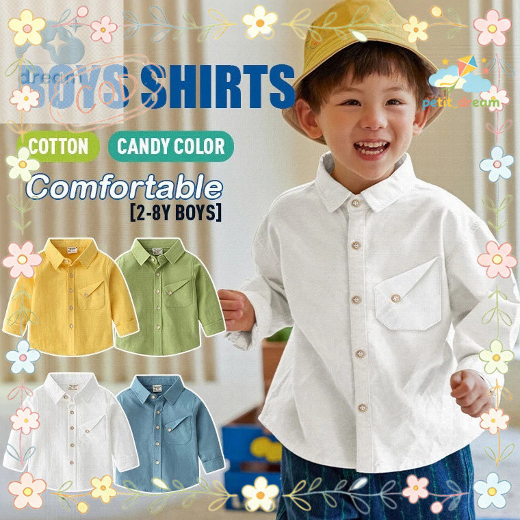 เด็กเสื้อเชิ้ตแขนยาวสีเหลืองผ้าฝ้าย 100% ฤดูร้อนสบายระบายอากาศตราปลาคอดจัดส่งภายใน 24 ชั่วโมง