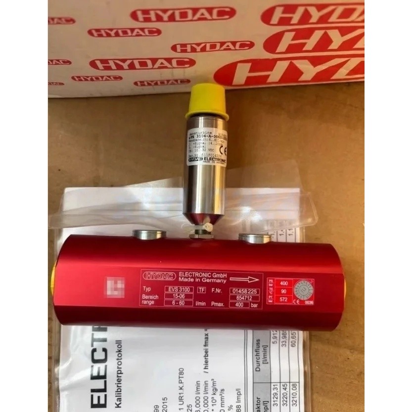 HHJ9 ต้นฉบับ HYDAC EVS3104-A-0060-000 905882 Turbine Flow Sensor 6-60L/min อลูมิเนียมน้ํามัน Flow Me