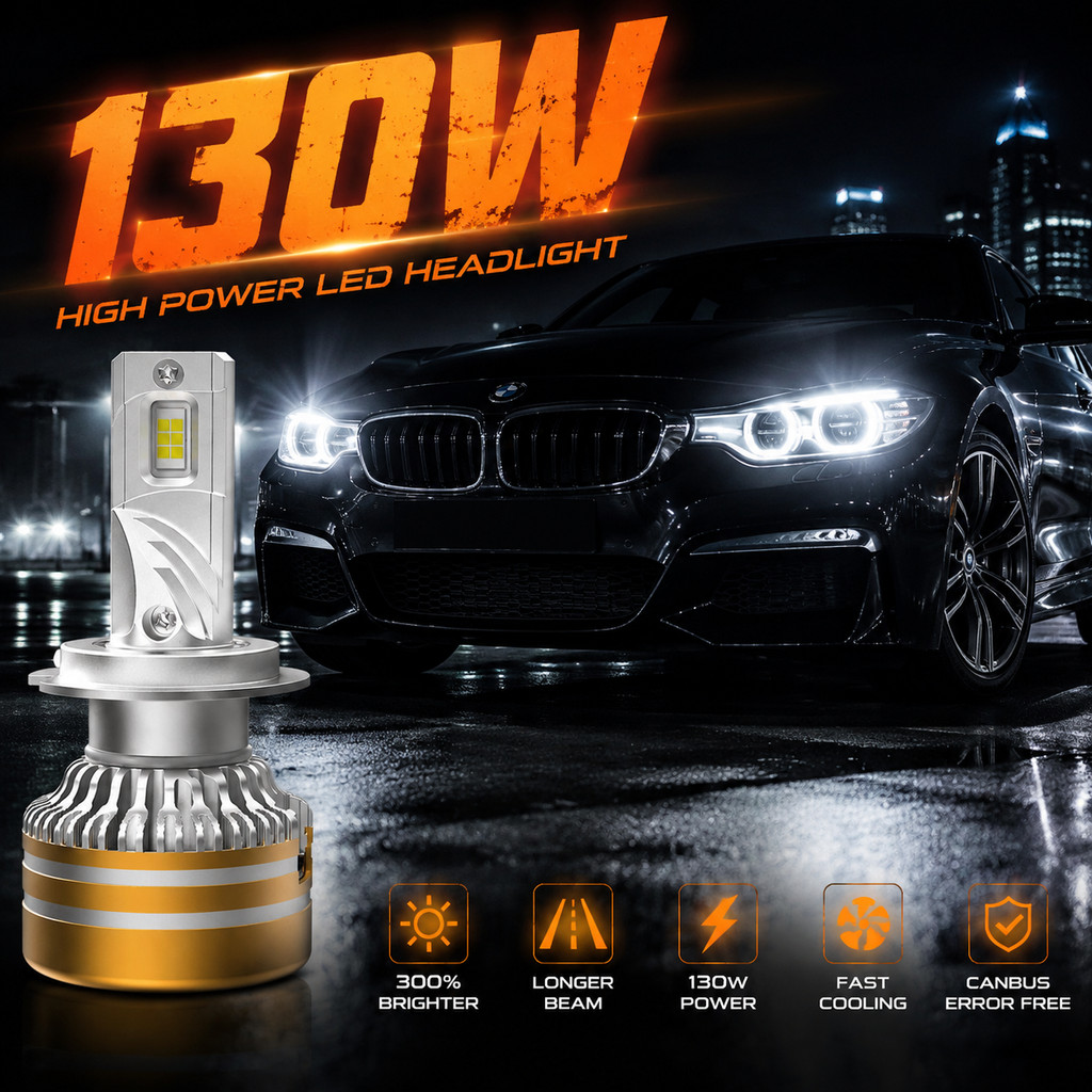 130W 6000K สําหรับไฟหน้ารถ H7 H4 H11 รถหลอดไฟ LED CANBUS NO ERROR Super Bright H1 H8 9005 HB3 9006 H