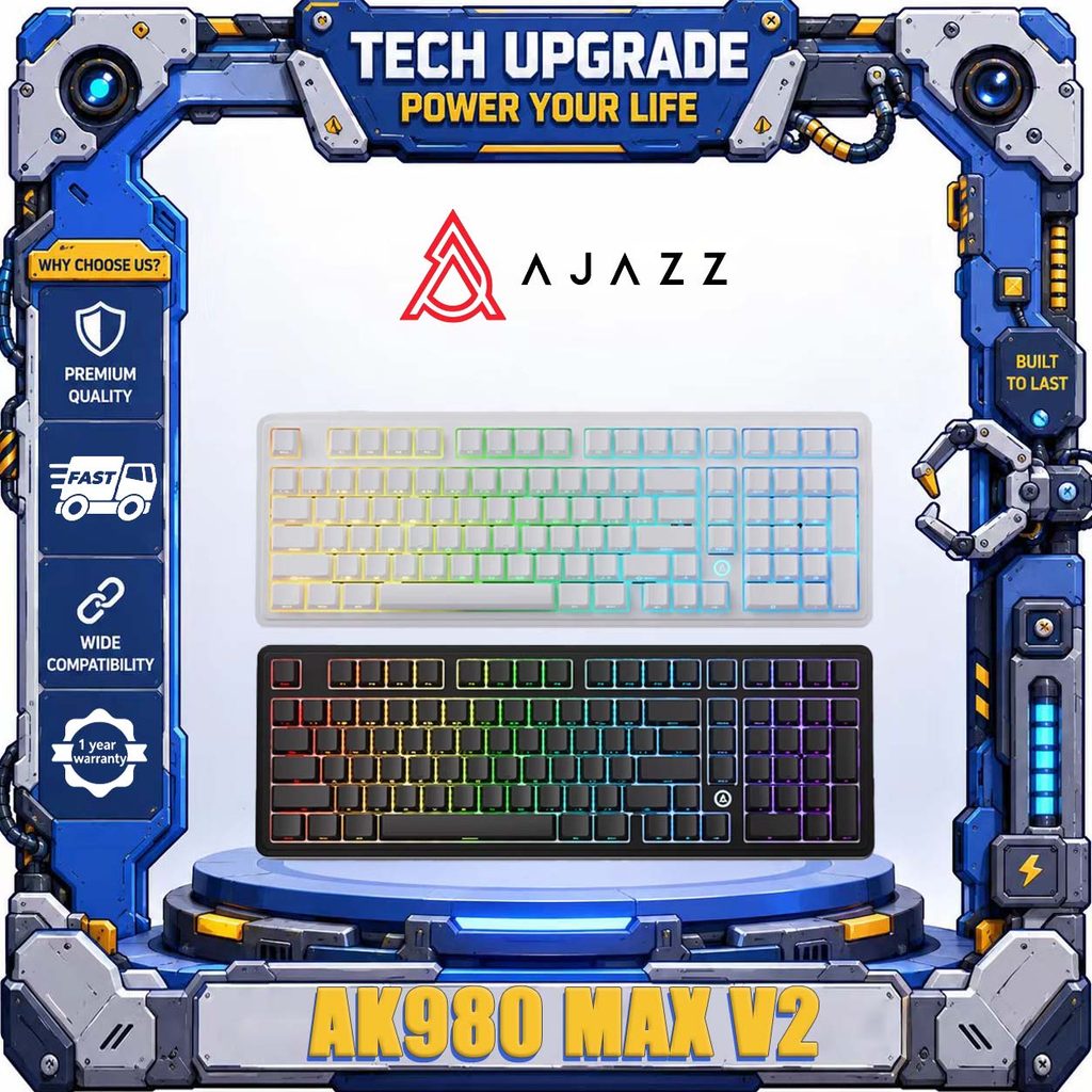 AJAZZ AK980 MAX V2 98-Key Wired Hall-Effect Magnetic Switch Mechanical Keyboard ปะเก็น Mount แผ่นอลู