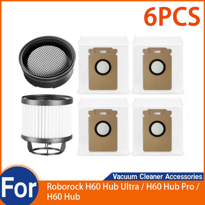 สําหรับ Roborock H60 Hub Ultra / H60 Hub Pro / H60 Hub เครื่องดูดฝุ่นอุปกรณ์เสริม (ชิ้นส่วนแพ็ค 6 ชิ