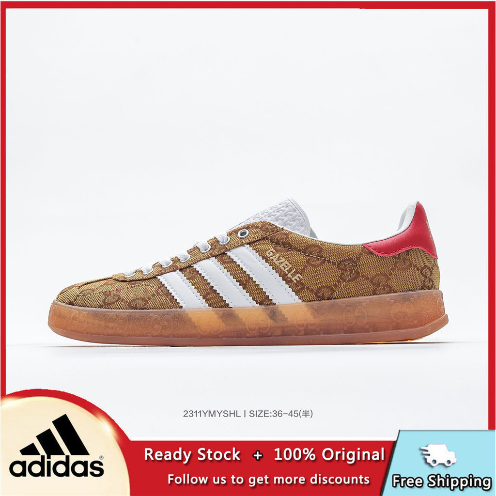 Gucci X ad Originals Gazelle 707848 55 2311 ใช่ รองเท้าวิ่งผู้ชาย ผู้ชายและผู้หญิง รองเท้าผ้าใบระบาย