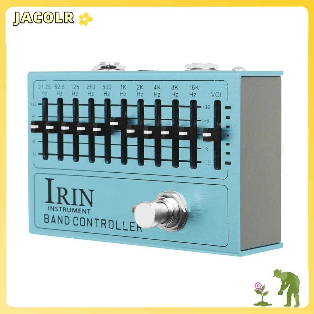 JACOLR EQ Pedal, LED Sliders อลูมิเนียม 10-Band Equalizer, ±12dB Gain/Attenuation Band Controller ปุ