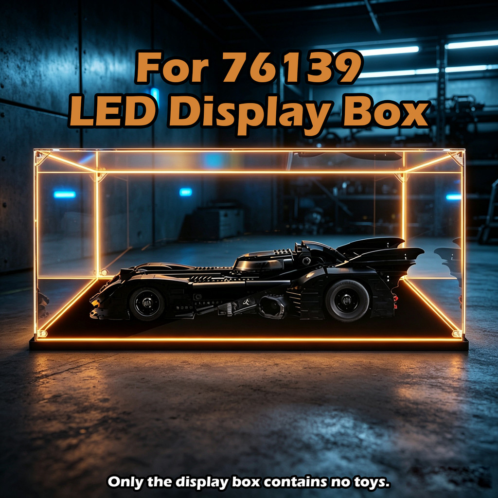 เคสจอแสดงผล LED อะคริลิคสําหรับ 76139 1989 BatmobileTM丨กล่องแสดงกันฝุ่นพร้อมรีโมท RF และ Type-C