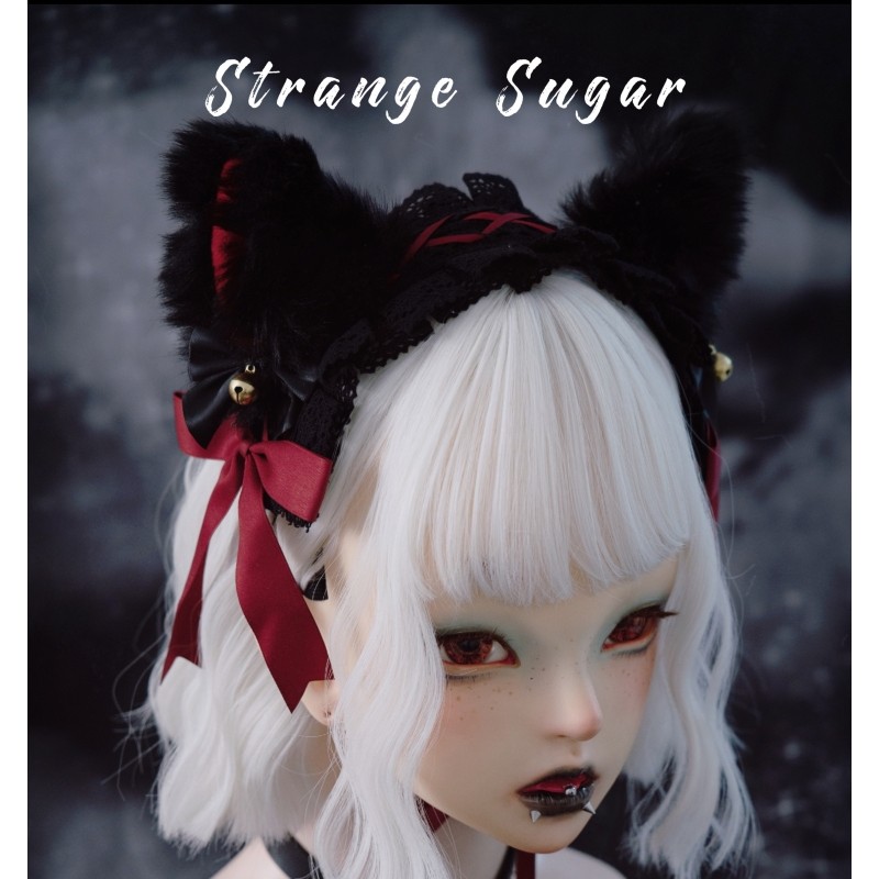 Monster Candy Accessories Collection Original Handmade Cat Ear Fox Ear Headband Black Red Dark Gothi