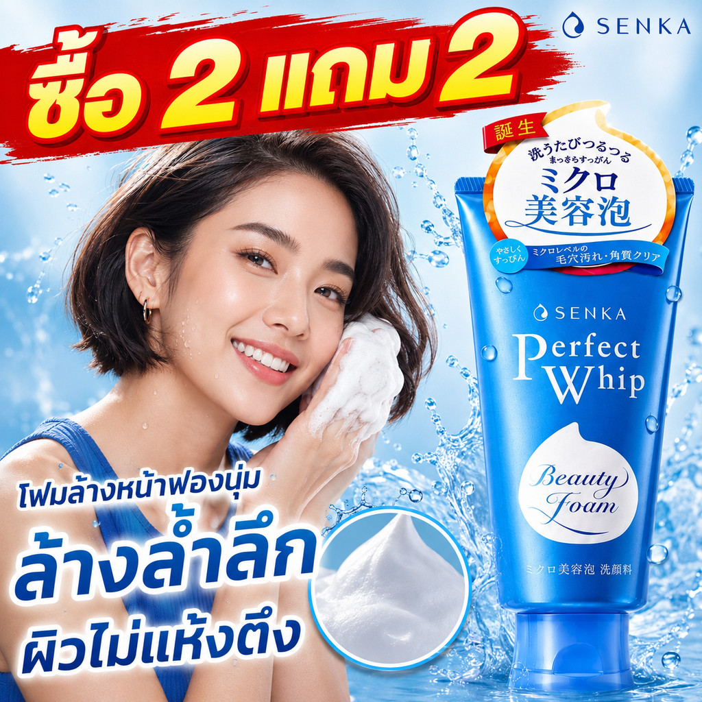 ซื้อ2แถม2 SENKA โฟมล้างหน้า ทำความสะอาดผิวหน้า ฟองนุ่มละเอียด สูตรอ่อนโยน ไม่ทำให้ผิวแห้งตึง ผิวชุ่มชื้น