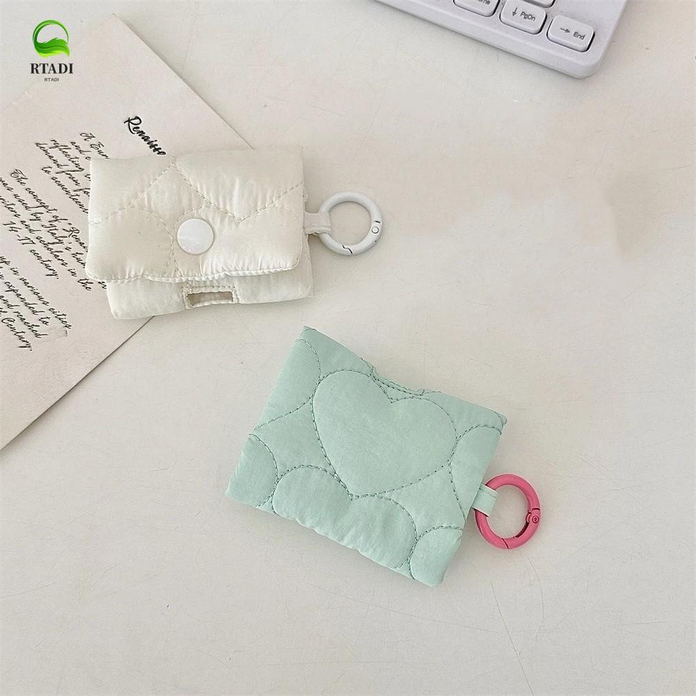 RTADI Heart Headphone Bag, Balletcore Korean Style Headphone Storage Bag, Cute Candy Color Soft Blue
