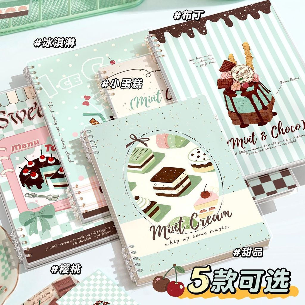 CH~Mint Chocolate Style Loose-Leaf Notebook for College Students, Thickened ins The notebook is cute