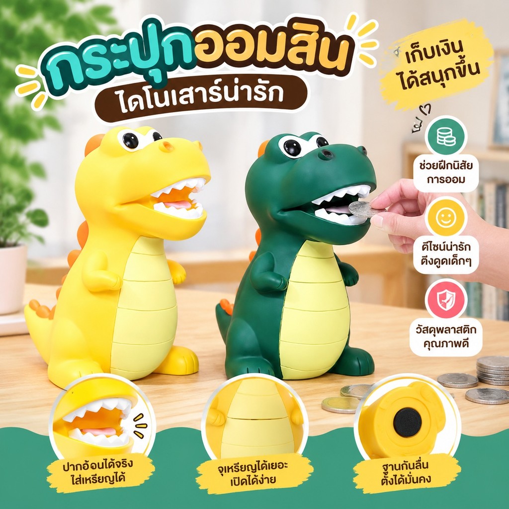 [Perfk1] Money Bank Nursery Christmas Money Saving Desk Dinosaur Piggy Bank HHOU