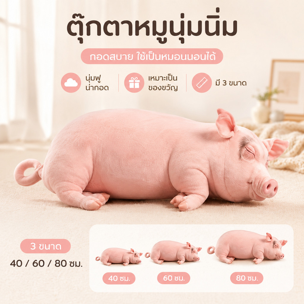 🐷ตุ๊กตาหมูนุ่มนิ่ม หมอนกอด ตุ๊กตาหมูน่ารัก หมอนอิง กอดนอน ของขวัญวันเกิด ของขวัญเพื่อน ตกแต่งห้อง ของเล่นตุ๊กตา นุ่มฟู🐷