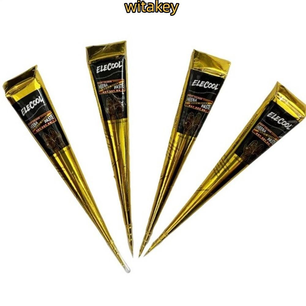WITATA Henna Tattoo Cream, Temporary Black Brown Henna Paste Cone, Mehndi Easy-To-Use กึ่งถาวร Brown
