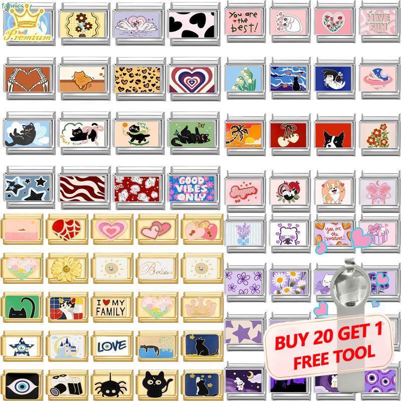 แฟชั่นหัวใจใหม่แมวดอกไม้อิตาเลี่ยน Charm Links Fit 9 มม.สแตนเลสสตีลผู้หญิงสร้อยข้อมือ DIY เครื่องประดับทําของขวัญ