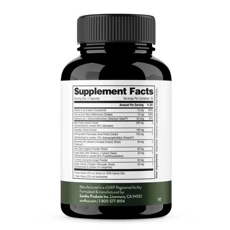 SandhusLiverCleanse&รองรับ11IngredientBlendMilkThistle,Dandde,Turmeric,GingerExtract,Bet,Bet,Zinc,Vi