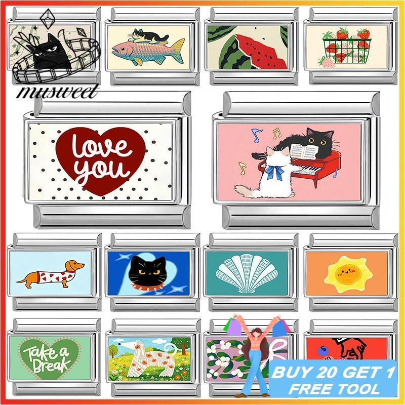 Be Mine Italian Charm สร้อยข้อมือ Fit 9 มม.สร้อยข้อมือสแตนเลสเครื่องประดับทําอุปกรณ์เสริม DIY Retro บุคลิกภาพโมดูลสร้อยข้อมือ