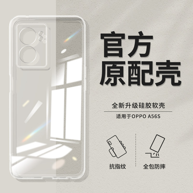 เหมาะสําหรับ oppoA56s เคสโทรศัพท์ A56s โปร่งใสตรงขอบ 5G ใหม่ oppo ซิลิโคน PFTM20 Ultra-Thin Oppftm ฝ
