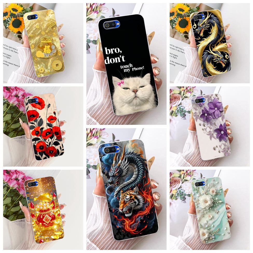 Clear สําหรับ Realme C2 กรณีแฟชั่นตลกน่ารักตลกทาสีสําหรับ Realme RMX1941 RMX1945 RMX1943