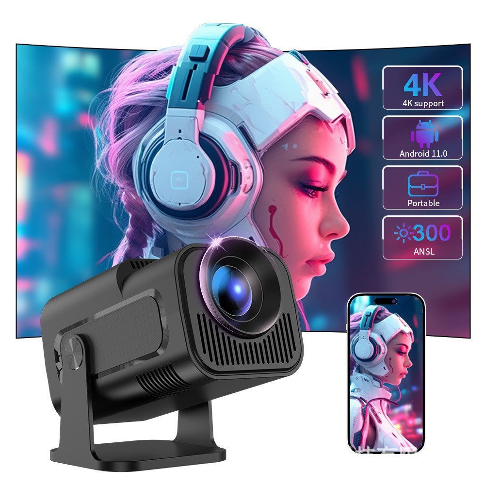 Hy320mini โปรเจคเตอร์ Ultra HD 4K สมาร์ท H723 ชิป Android 14 Mini Home โปรเจคเตอร์