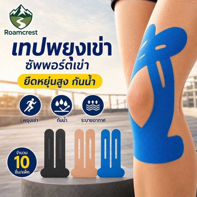 เข่า สนับสนุนเทปก่อนตัดแถบยืดหยุ่นสูงกันน้ําระบายอากาศกีฬาวิ่งยิมแพ็ค10