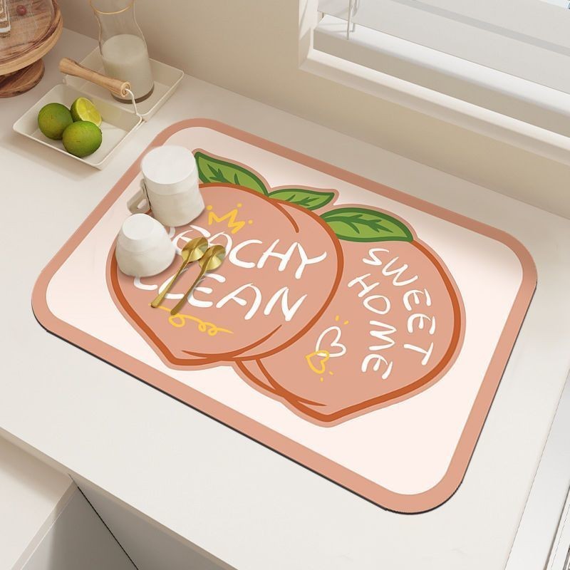 (ใหม่) ที่รองแก้วในครัวเรือน Diatom Mud Disposable Anti-Slip Kitchen Drain Mat Kitchen Wate/9.5❦
