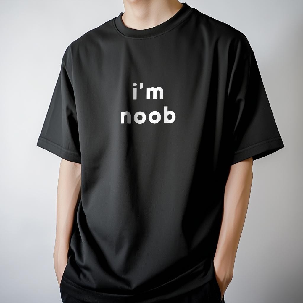 แขนสั้นคอกลม ผ้าฝ้ายแท้ ออกแบบด้วยตัวอักษร "im noob" สไตล์แฟชั่น