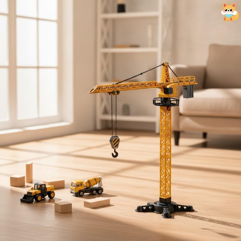 [VI] Tower Crane ของเล่นจําลองการก่อสร้างวิศวกรรมหมุนได้ยกทาวเวอร์รุ่นการเล่นเพื่อการศึกษาสําหรับเด็